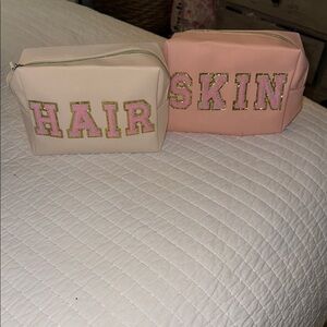Pink and Cream Cosmetic Bags